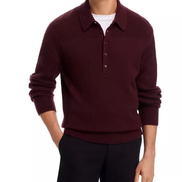 Express Other - NWT Express Men's Burgundy Polo Quarter Button Up Sweater Size Small